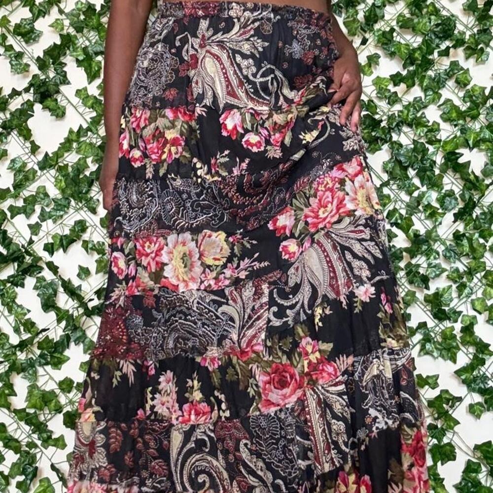 Beautiful vintage black floral tiered